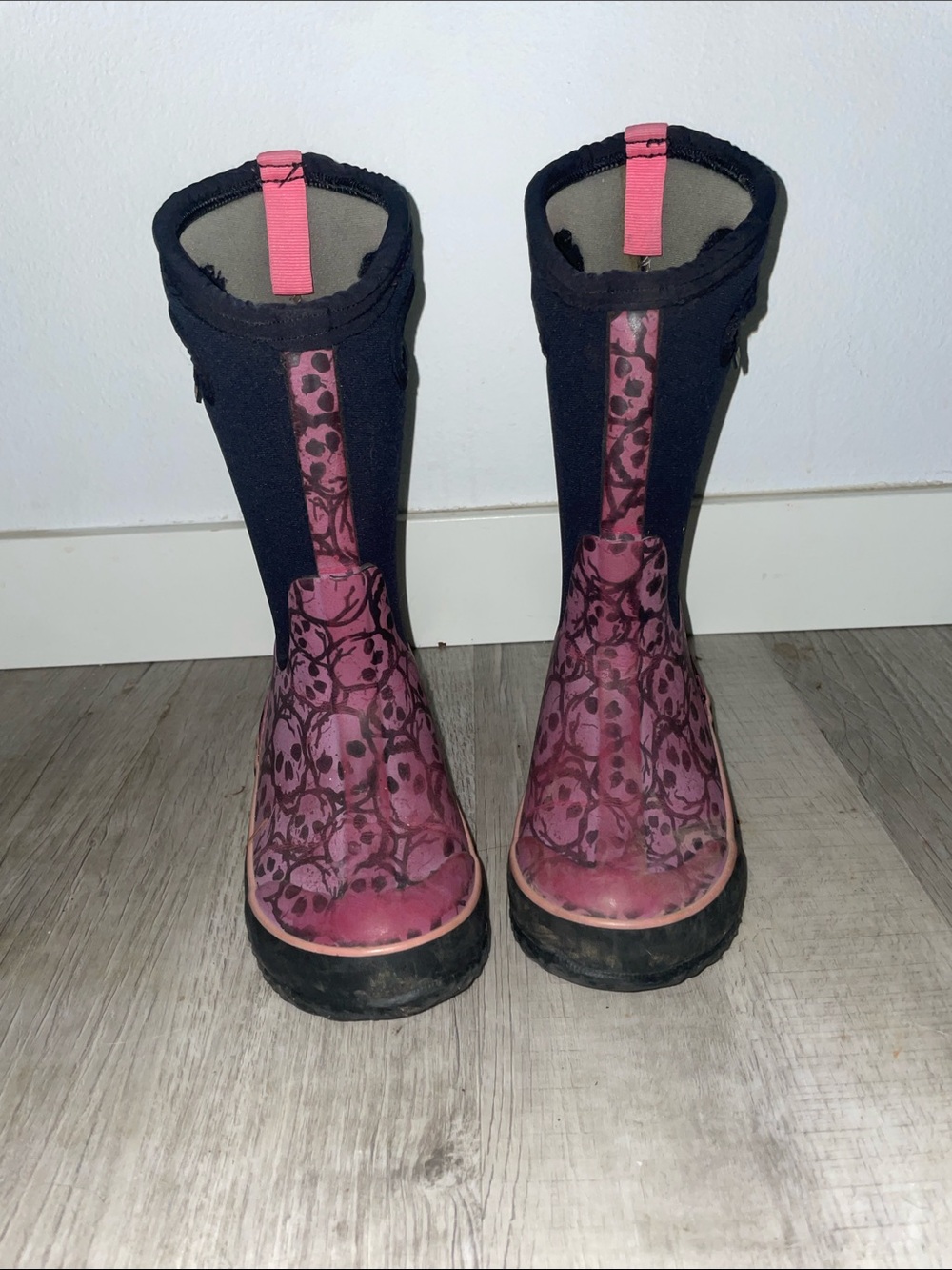 BOG SKULLS CLASSIC Kids Pink Waterproof Boots Y13